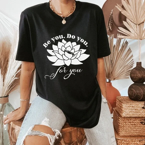 Be You Do You Lotus Crew Neck Short Sleeve Tee Shirt. - Picture 3 of 4